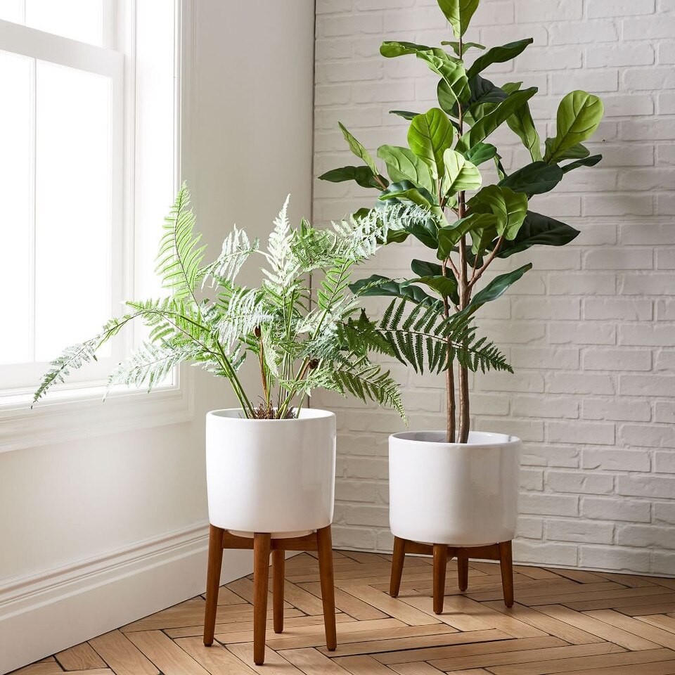 MidCentury Turned Wood Leg Planter Solid West Elm Australia